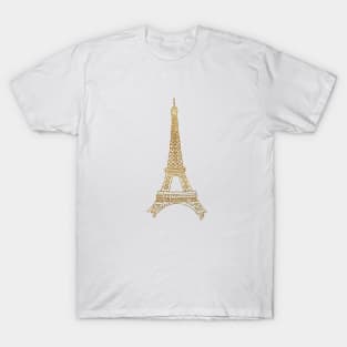 Paris France Eiffel Tower in Gold T-Shirt